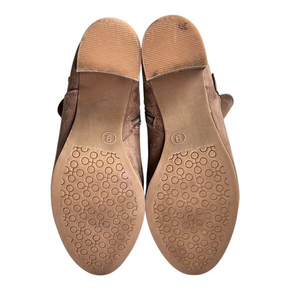 Merona Ankle Boots Women 9 Faux Suede Shoes Taupe Tan Heel Side Zip Neutral Chic - Picture 8 of 15